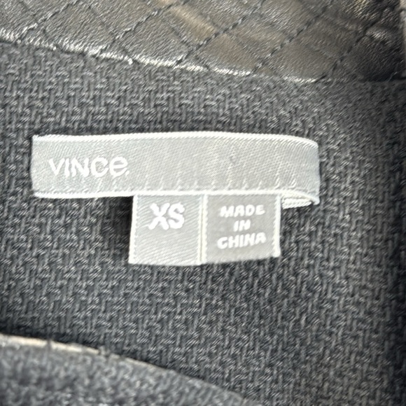 Vince | Knit Jacket with Genuine Leather Contrast, Size XS - Picture 5 of 13